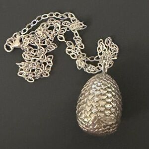 Elegant Silver GOT Dragon Egg Necklace